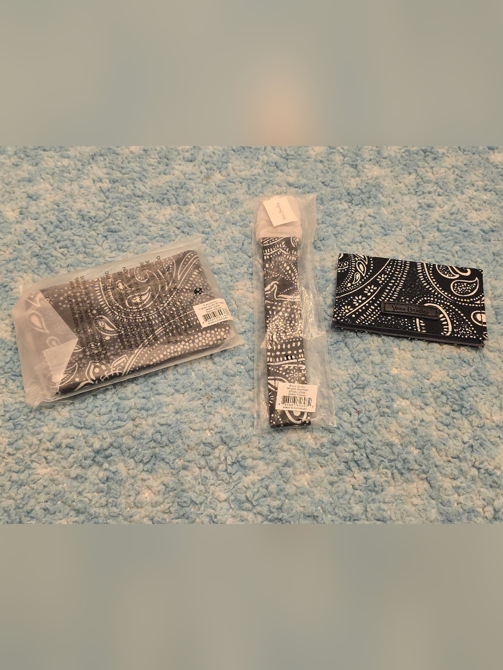 3-Pcs, Vera Bradley Stellar Paisley Print, Card Holder/Zip ID Case/Keychain